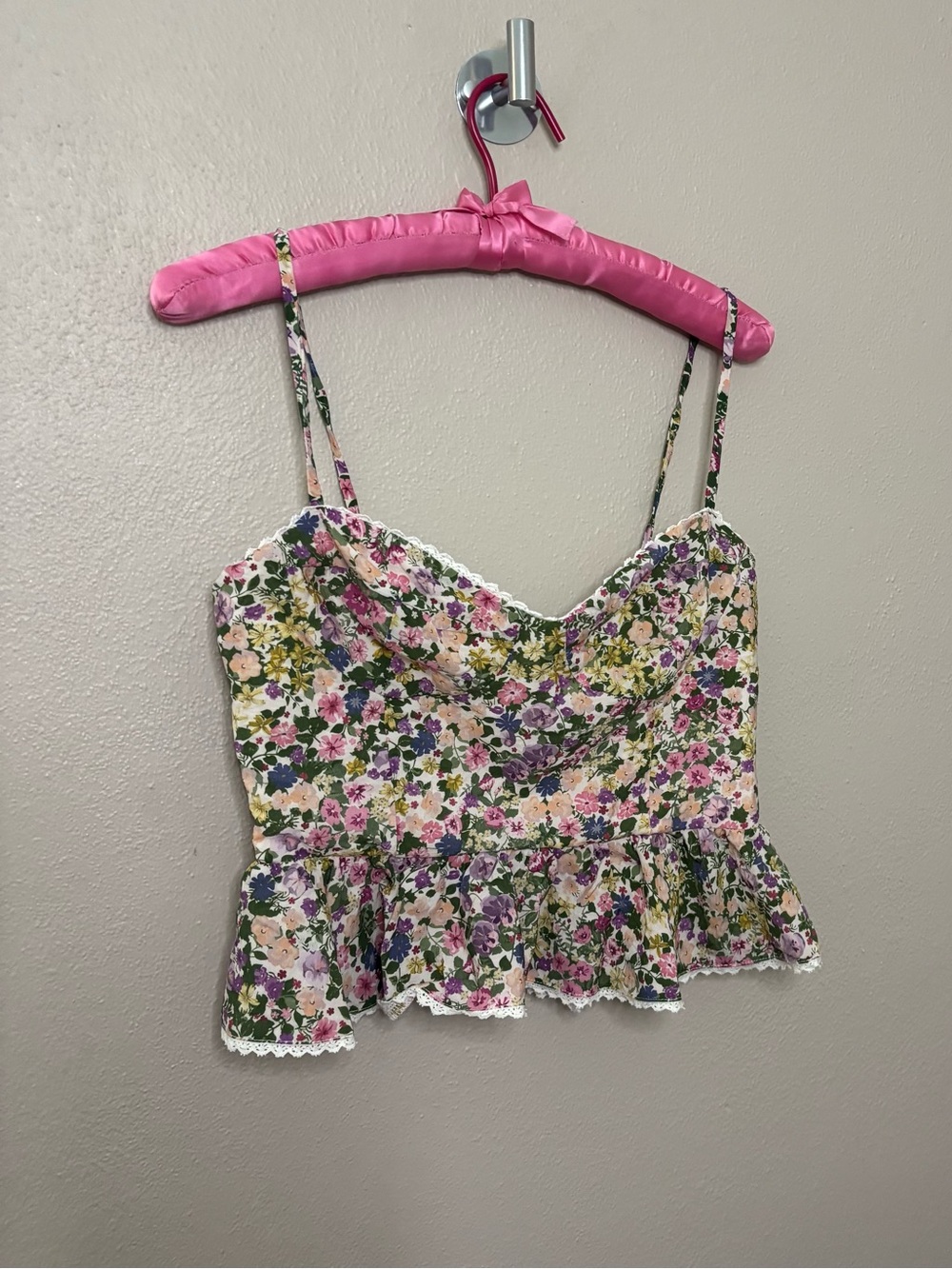 Dress Forum Floral Peplum Cami Top Medium Cottagecore Coquette Tencel